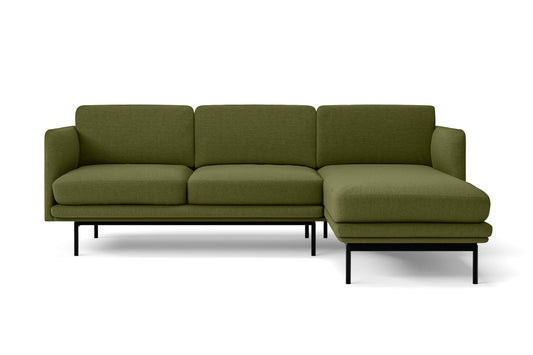 Ancona 3 Seater Right Hand Facing Chaise Lounge Corner Sofa Olive Linen Fabric