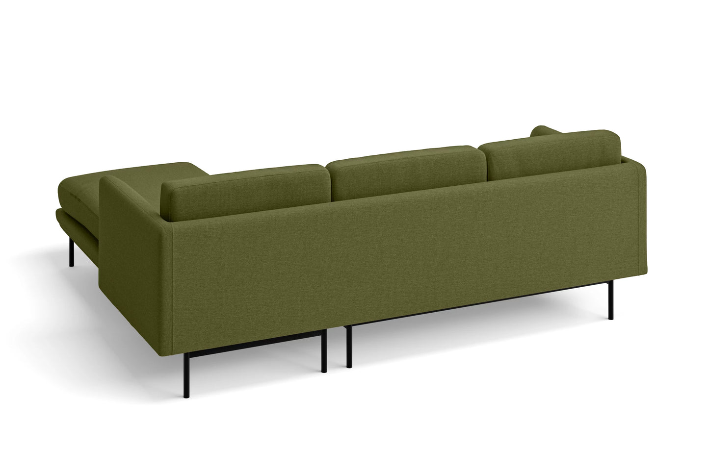 Ancona 3 Seater Right Hand Facing Chaise Lounge Corner Sofa Olive Linen Fabric