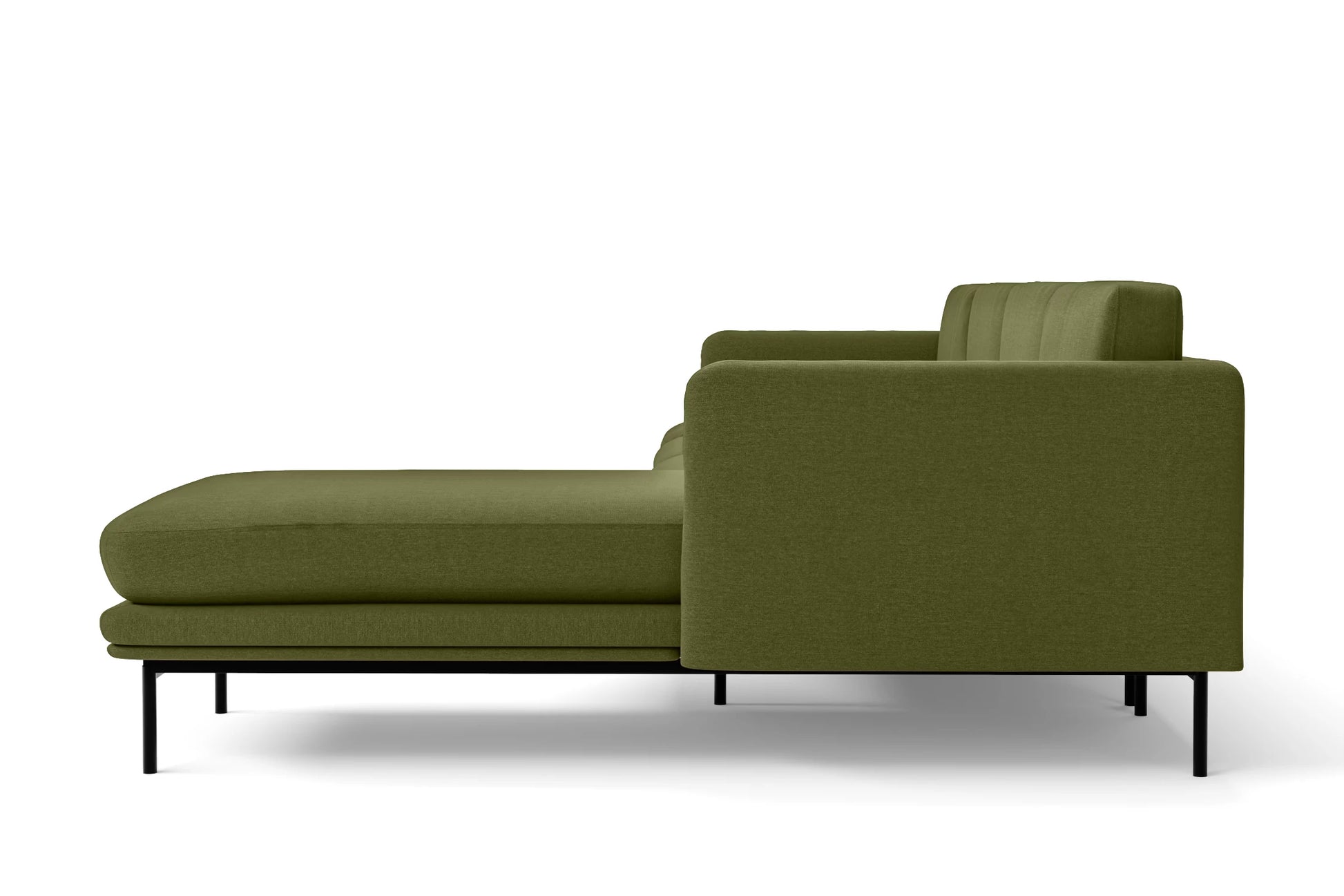 Ancona 3 Seater Right Hand Facing Chaise Lounge Corner Sofa Olive Linen Fabric