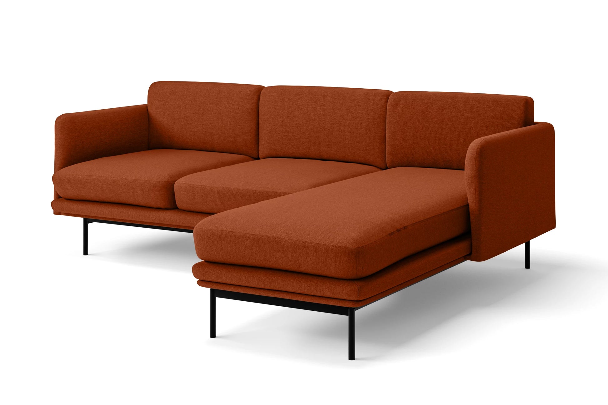 Ancona 3 Seater Right Hand Facing Chaise Lounge Corner Sofa Orange Linen Fabric