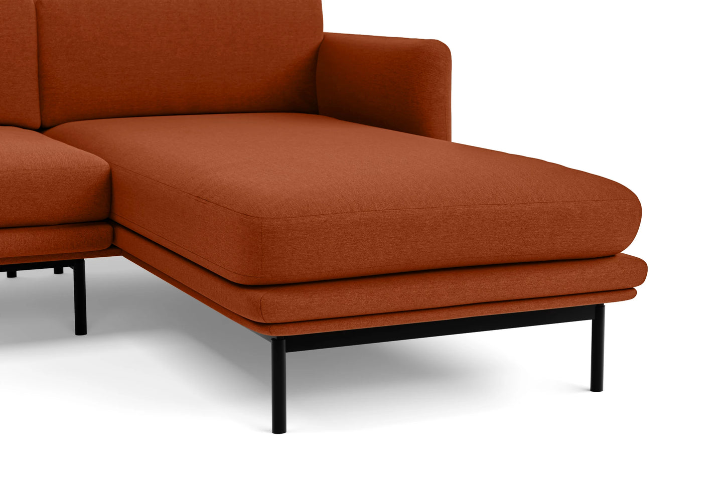 Ancona 3 Seater Right Hand Facing Chaise Lounge Corner Sofa Orange Linen Fabric