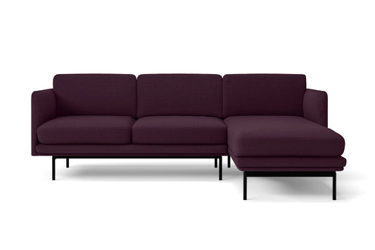 Ancona 3 Seater Right Hand Facing Chaise Lounge Corner Sofa Purple Linen Fabric