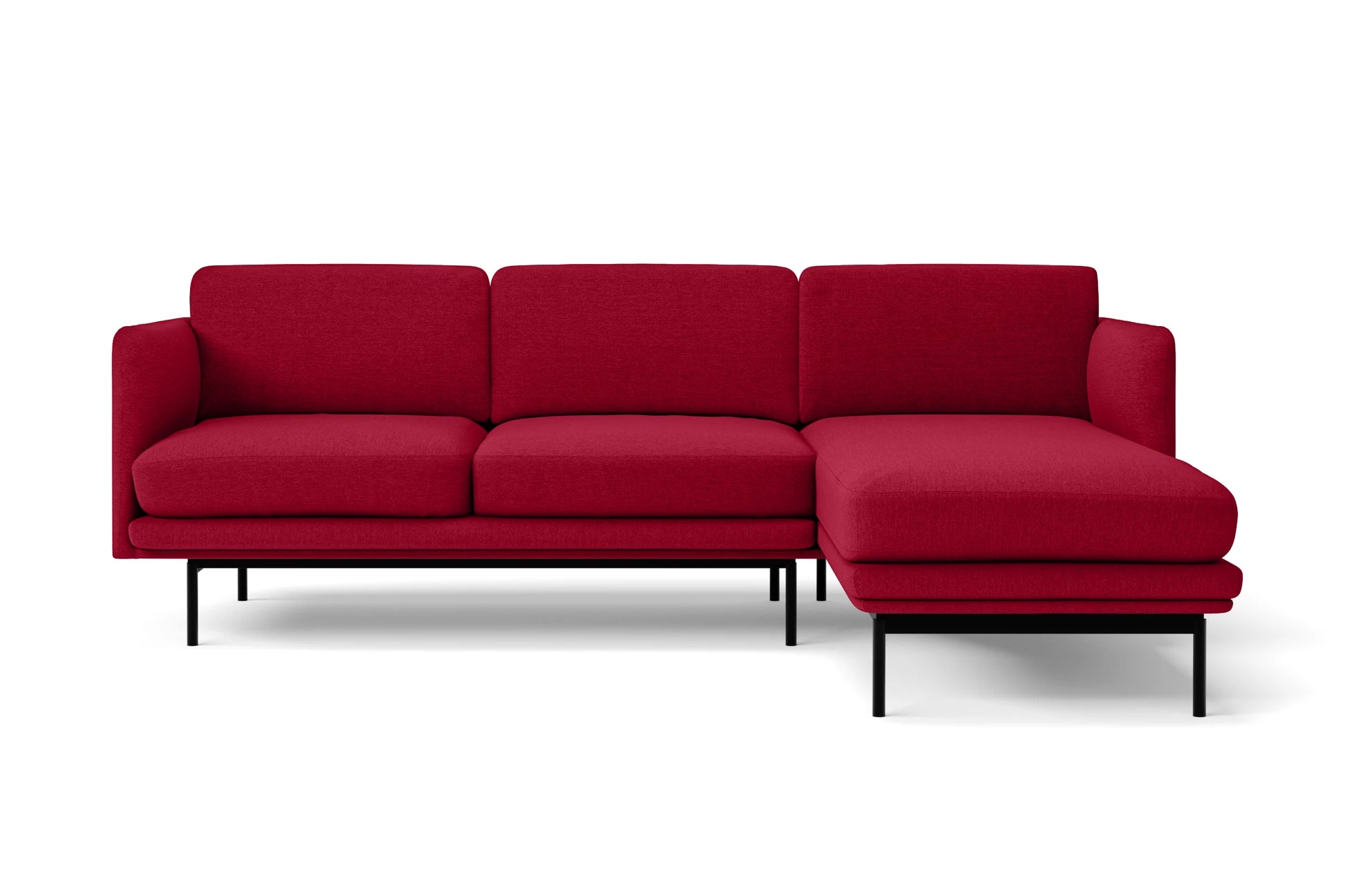 Ancona 3 Seater Right Hand Facing Chaise Lounge Corner Sofa Red Linen Fabric