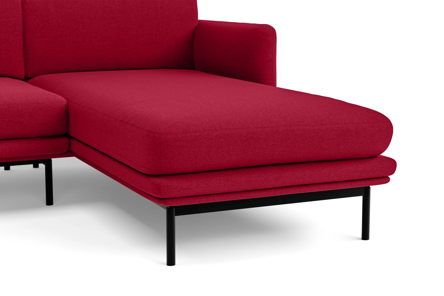 Ancona 3 Seater Right Hand Facing Chaise Lounge Corner Sofa Red Linen Fabric