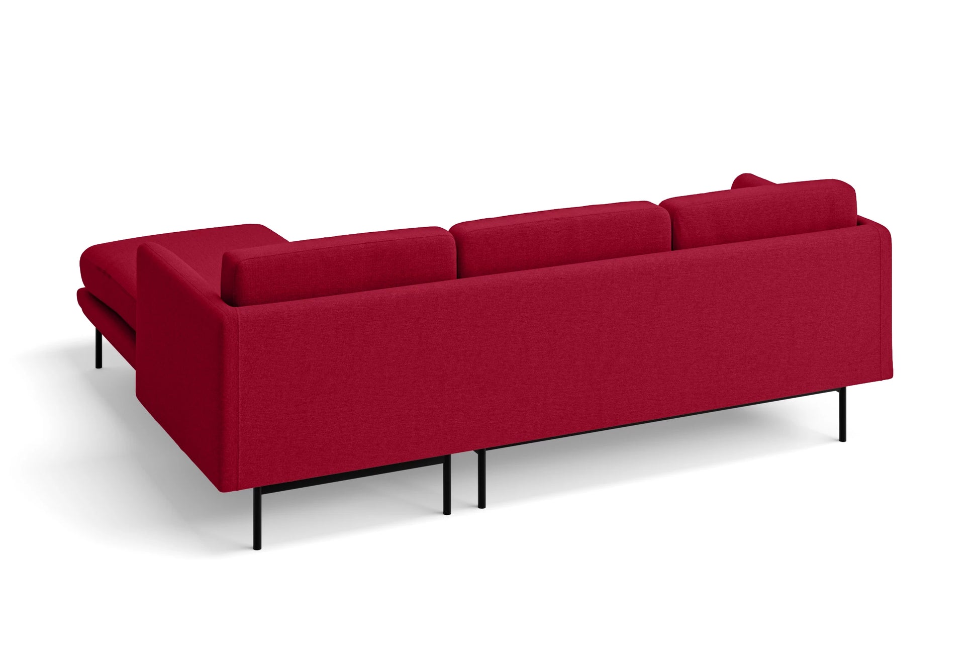 Ancona 3 Seater Right Hand Facing Chaise Lounge Corner Sofa Red Linen Fabric