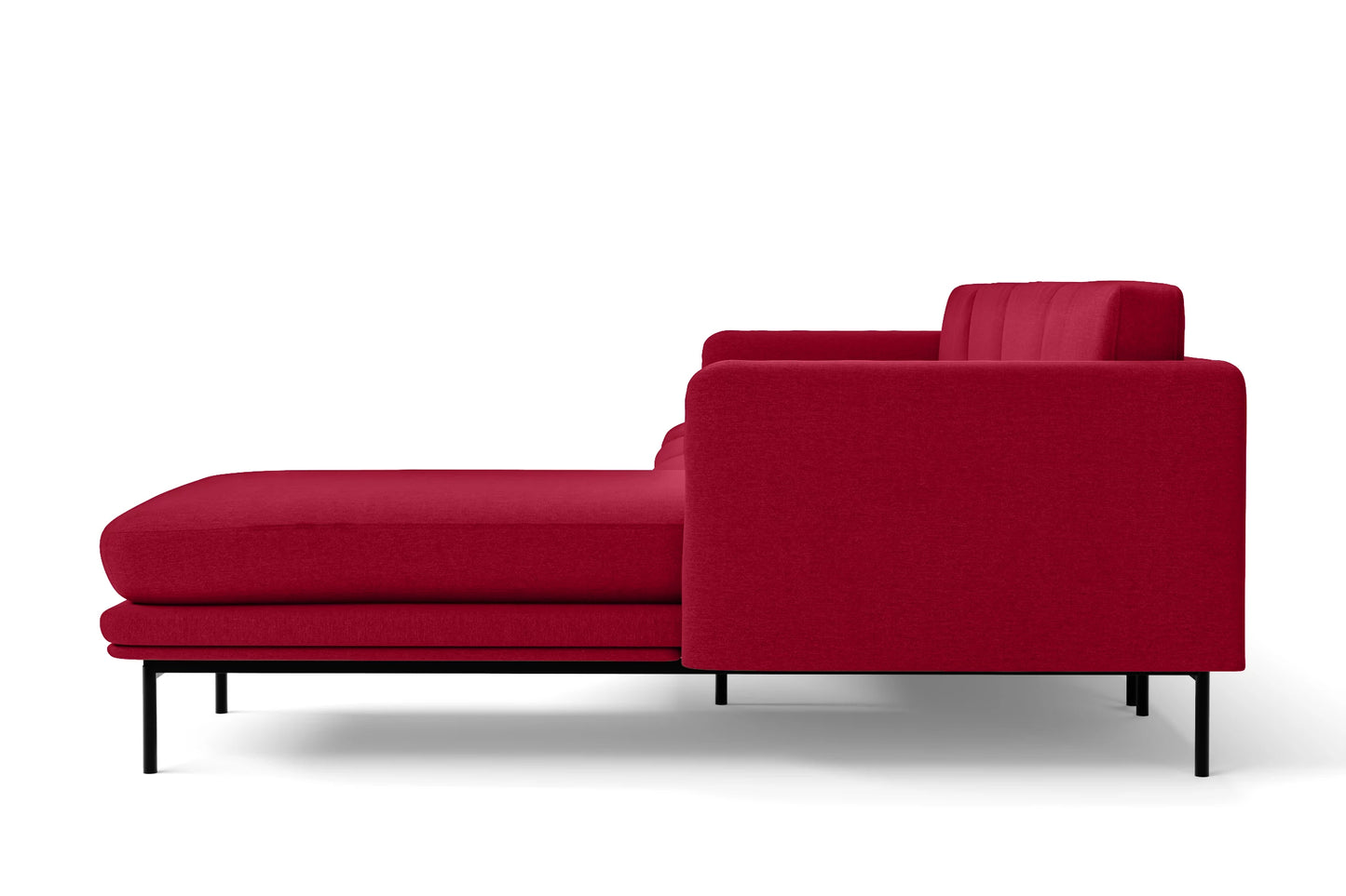 Ancona 3 Seater Right Hand Facing Chaise Lounge Corner Sofa Red Linen Fabric