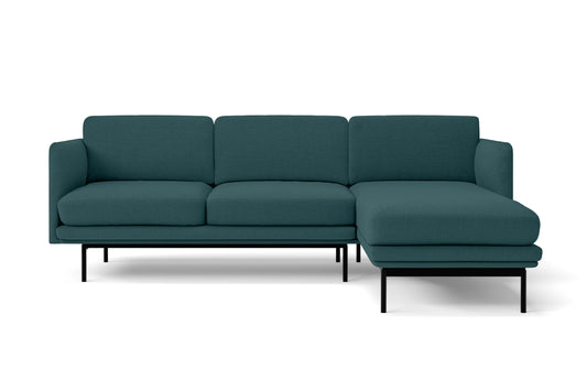 Ancona 3 Seater Right Hand Facing Chaise Lounge Corner Sofa Teal Linen Fabric