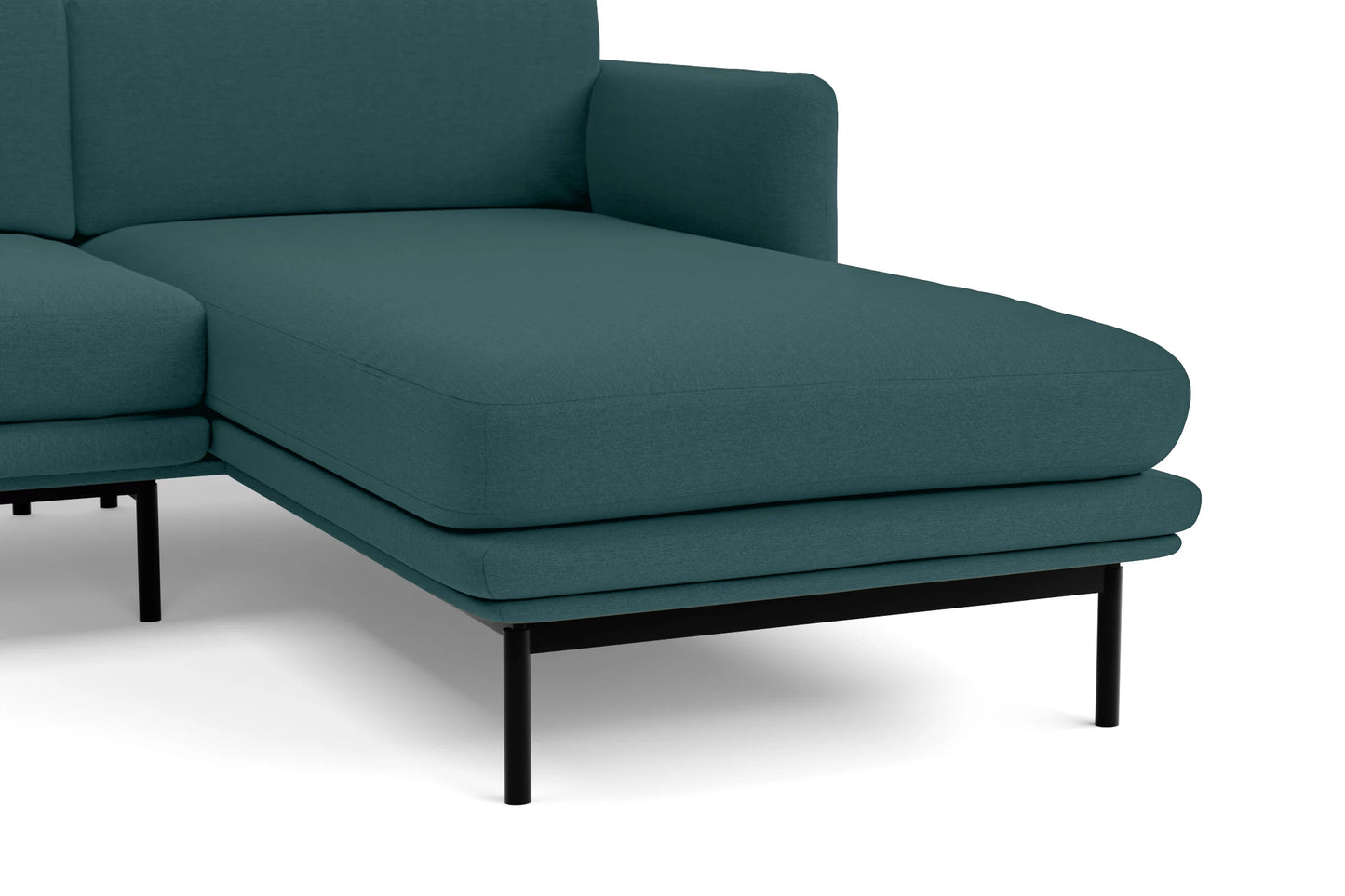 Ancona 3 Seater Right Hand Facing Chaise Lounge Corner Sofa Teal Linen Fabric