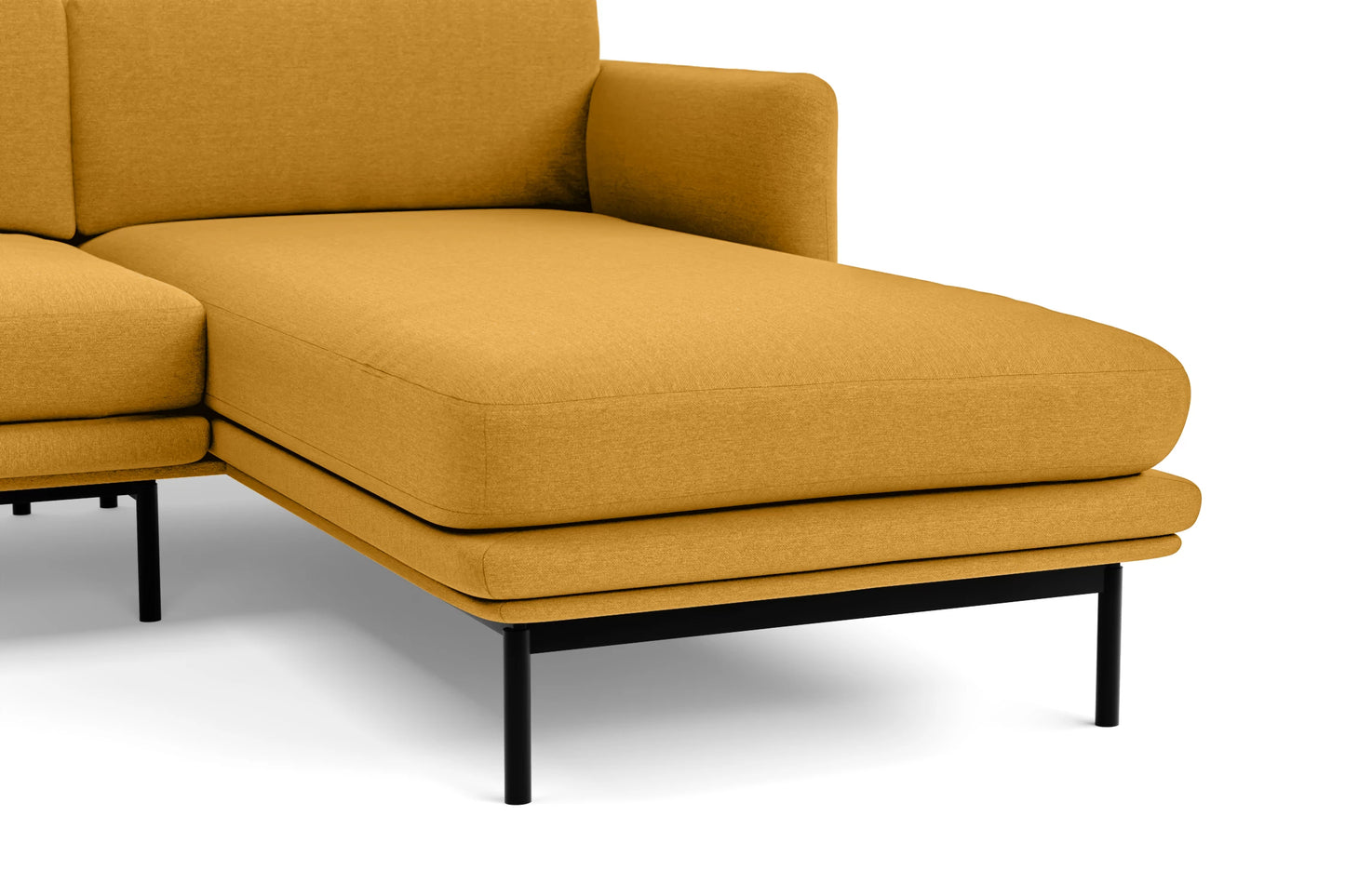 Ancona 3 Seater Right Hand Facing Chaise Lounge Corner Sofa Yellow Linen Fabric