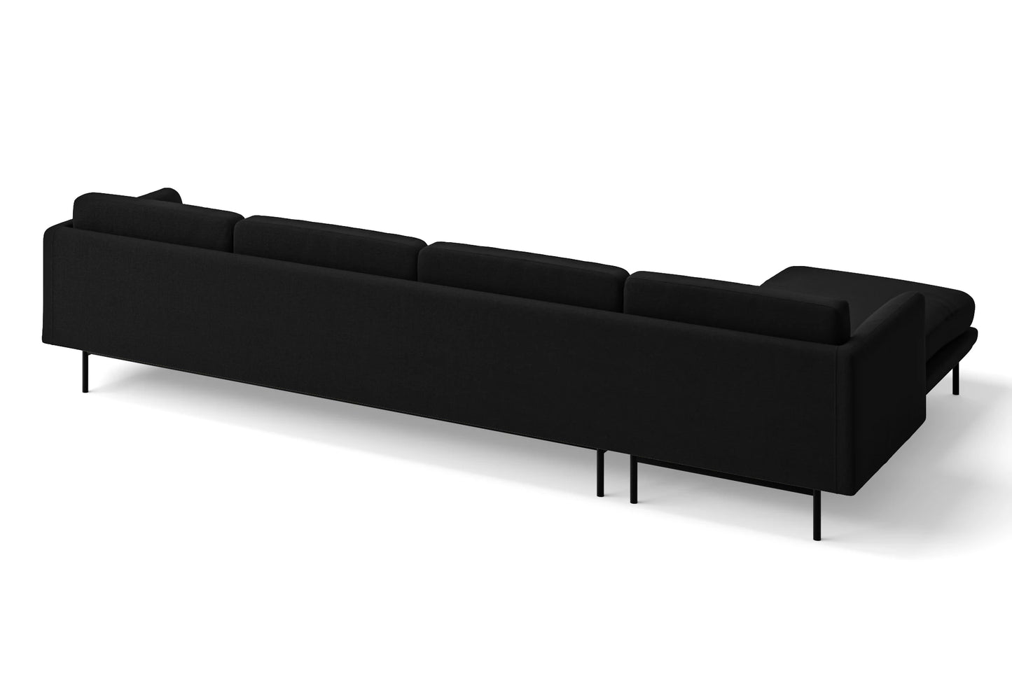 Ancona 4 Seater Left Hand Facing Chaise Lounge Corner Sofa Black Linen Fabric