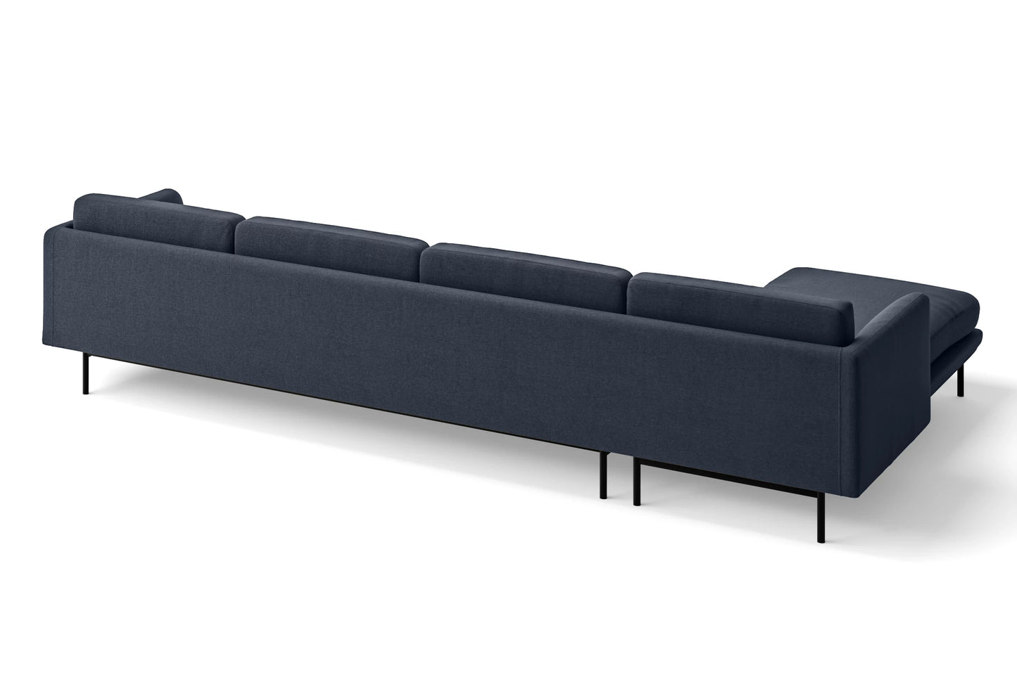 Ancona 4 Seater Left Hand Facing Chaise Lounge Corner Sofa Dark Blue Linen Fabric