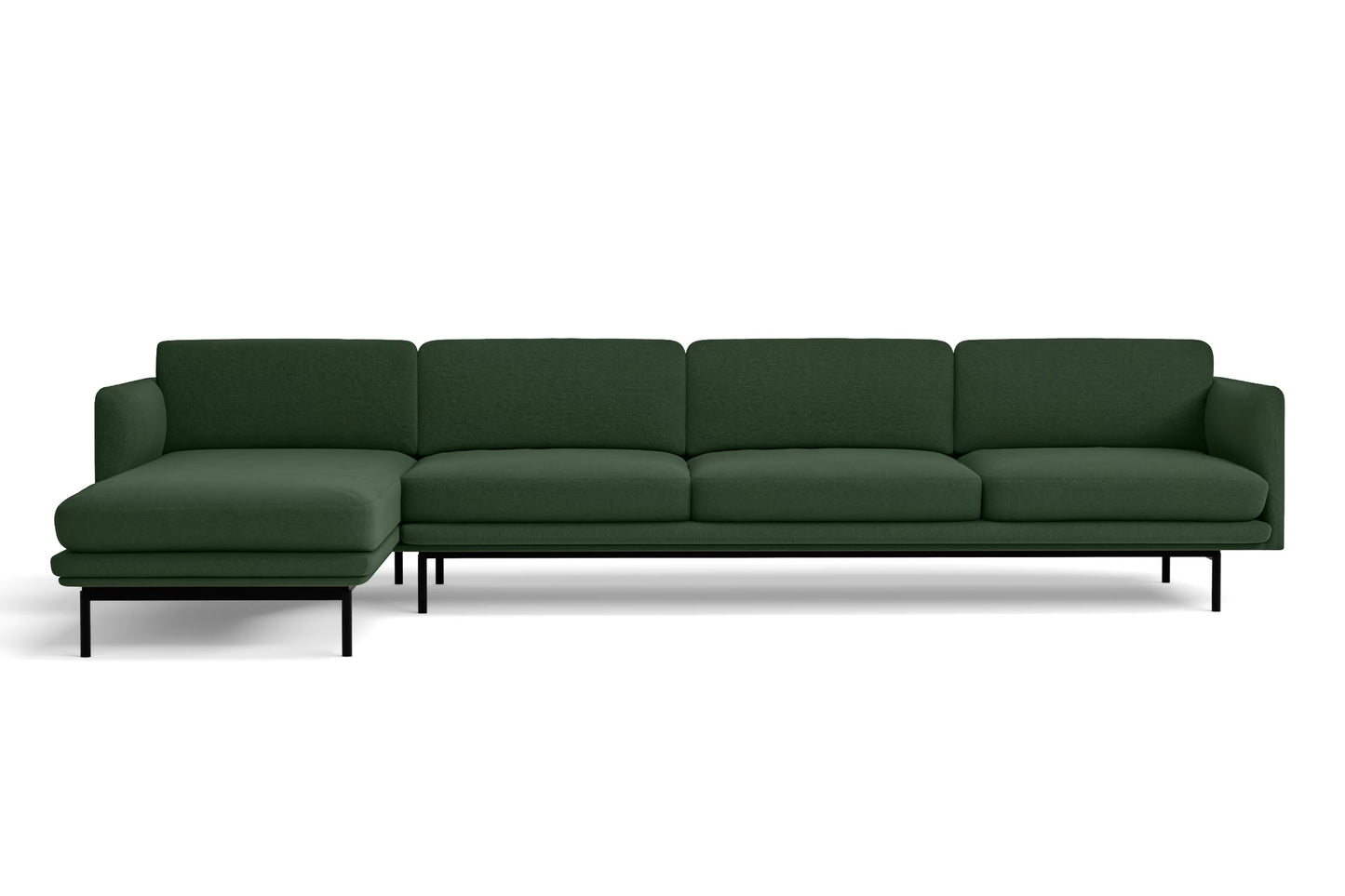 Ancona 4 Seater Left Hand Facing Chaise Lounge Corner Sofa Forest Green Linen Fabric