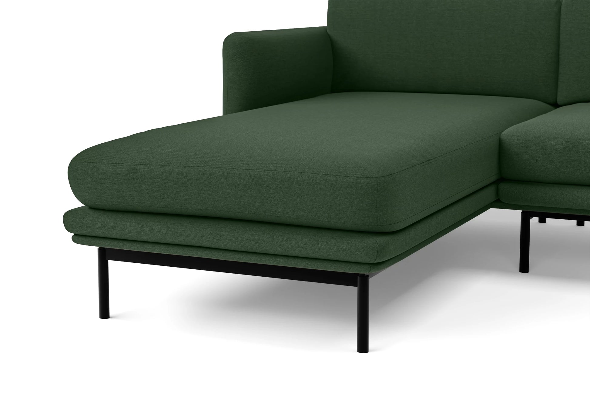 Ancona 4 Seater Left Hand Facing Chaise Lounge Corner Sofa Forest Green Linen Fabric