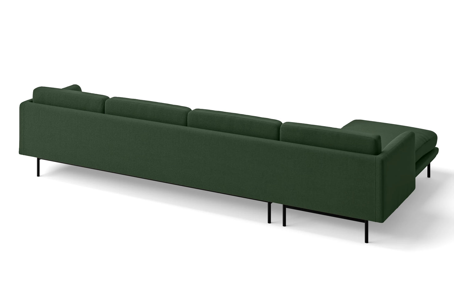 Ancona 4 Seater Left Hand Facing Chaise Lounge Corner Sofa Forest Green Linen Fabric