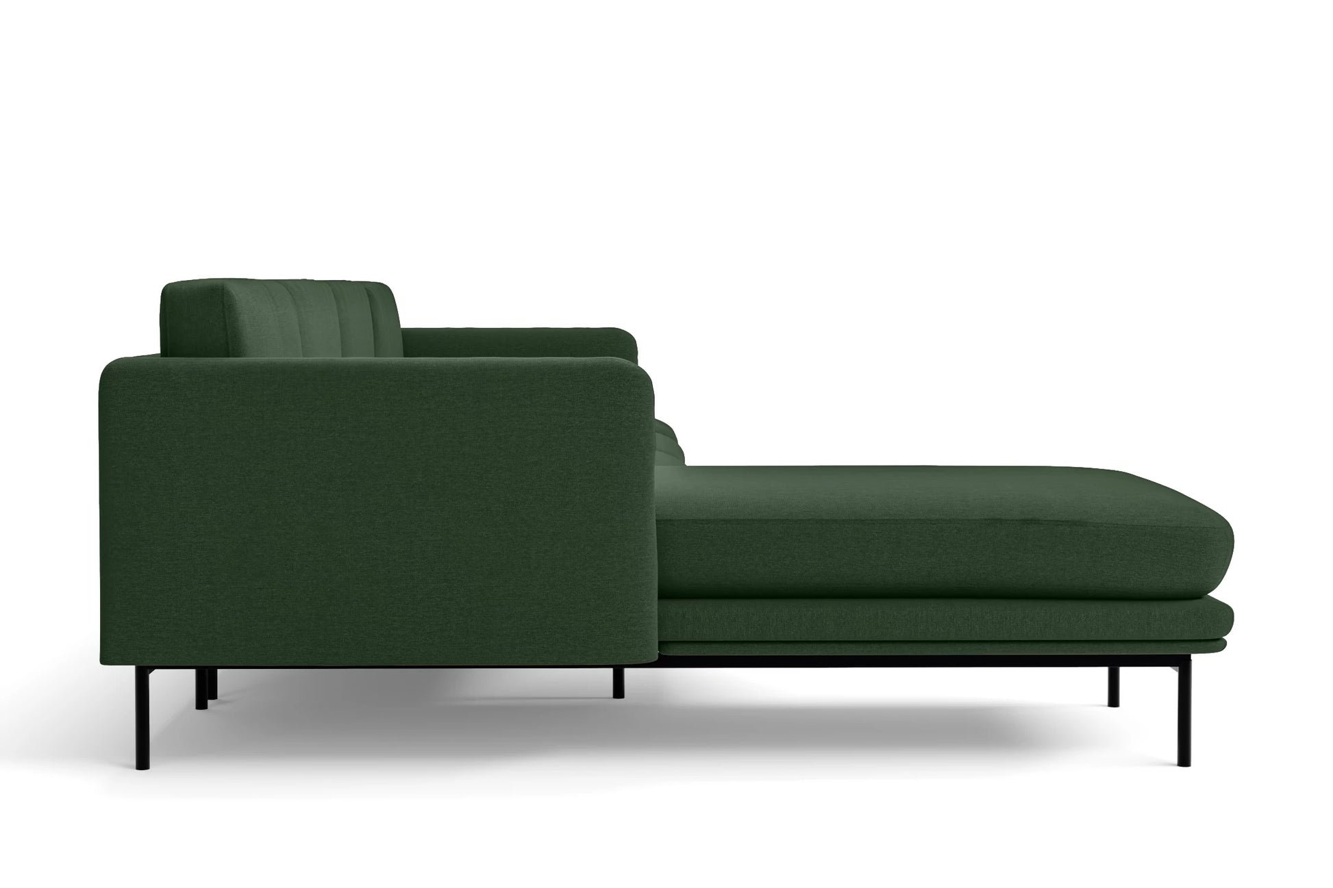 Ancona 4 Seater Left Hand Facing Chaise Lounge Corner Sofa Forest Green Linen Fabric