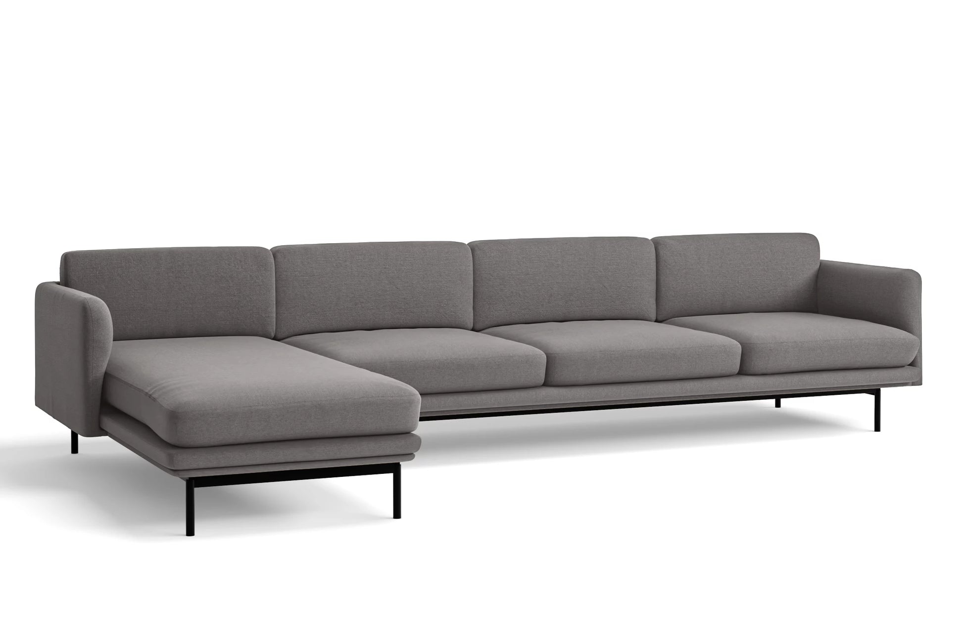 Ancona 4 Seater Left Hand Facing Chaise Lounge Corner Sofa Grey Linen Fabric