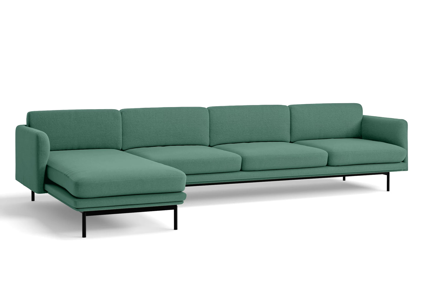 Ancona 4 Seater Left Hand Facing Chaise Lounge Corner Sofa Mint Green Linen Fabric