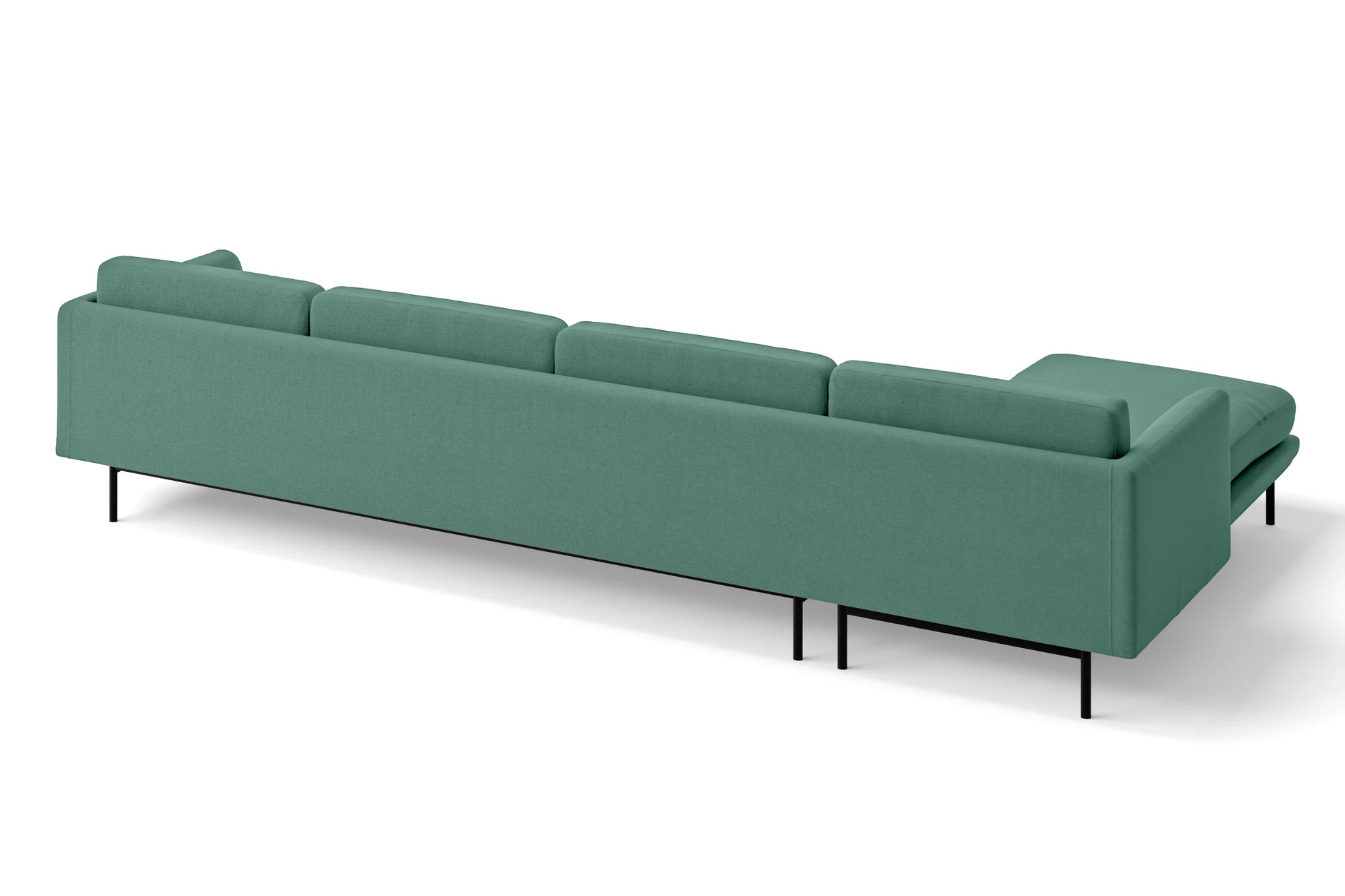 Ancona 4 Seater Left Hand Facing Chaise Lounge Corner Sofa Mint Green Linen Fabric