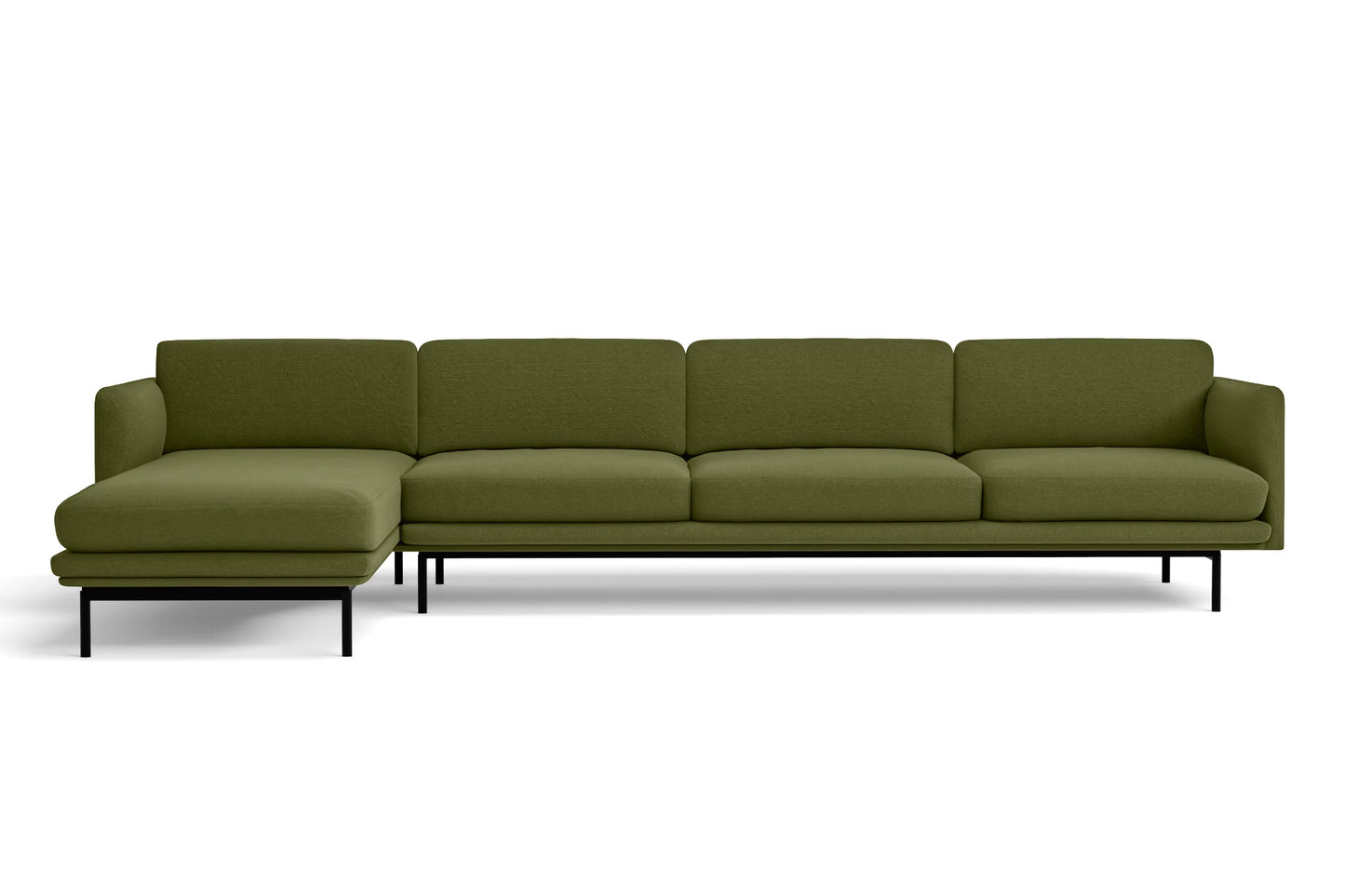 Ancona 4 Seater Left Hand Facing Chaise Lounge Corner Sofa Olive Linen Fabric