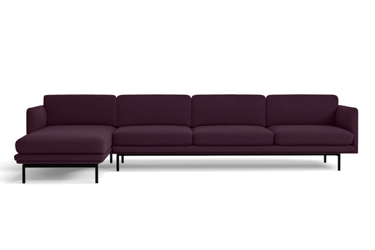 Ancona 4 Seater Left Hand Facing Chaise Lounge Corner Sofa Purple Linen Fabric