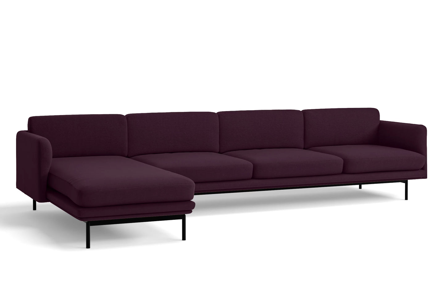 Ancona 4 Seater Left Hand Facing Chaise Lounge Corner Sofa Purple Linen Fabric