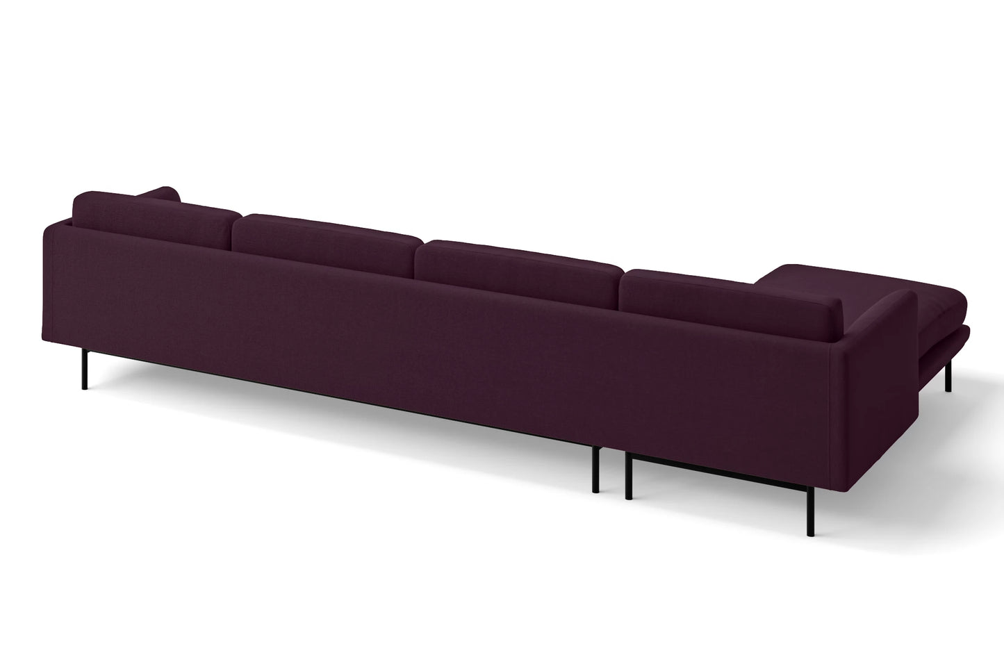 Ancona 4 Seater Left Hand Facing Chaise Lounge Corner Sofa Purple Linen Fabric