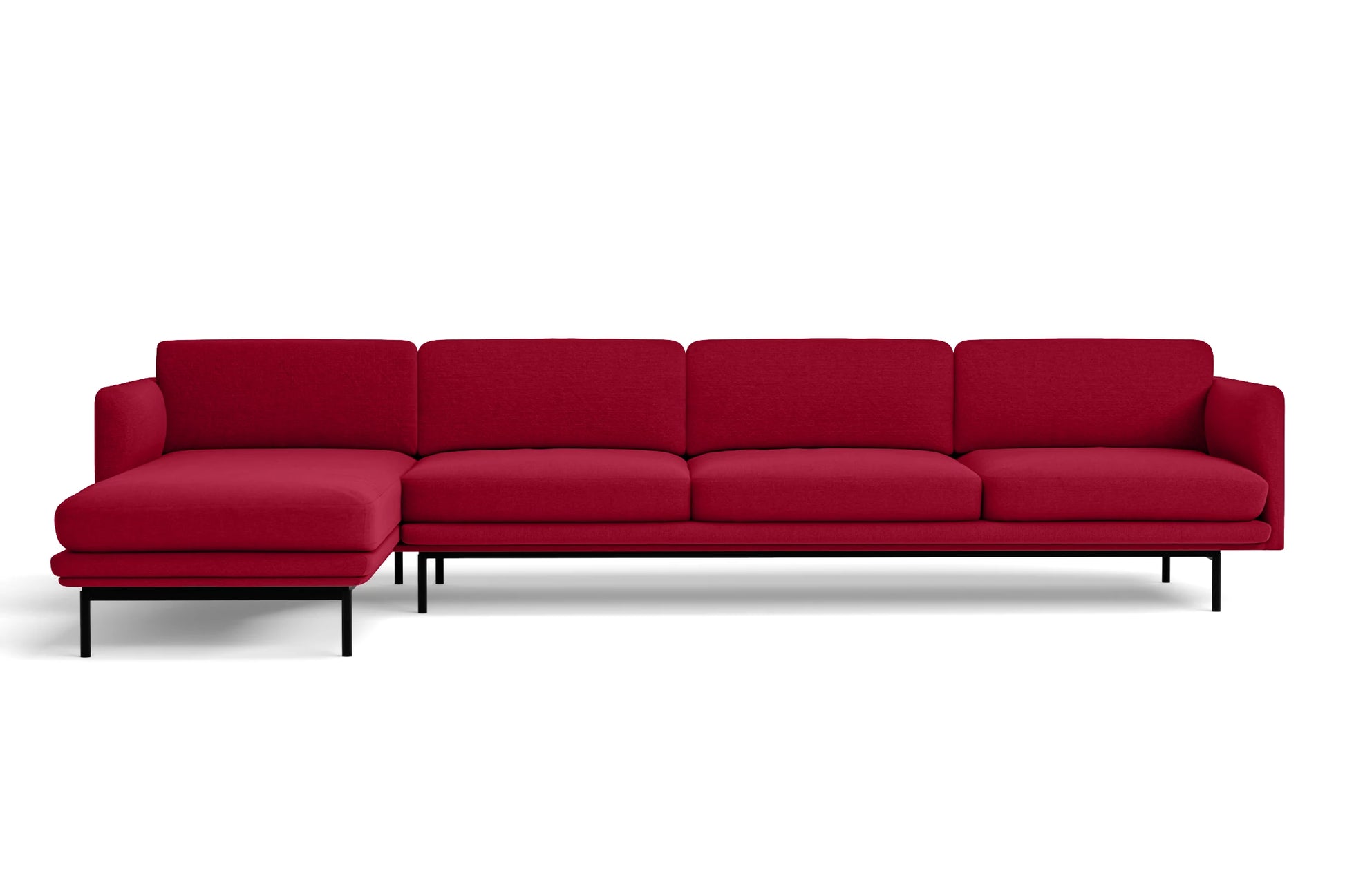 Ancona 4 Seater Left Hand Facing Chaise Lounge Corner Sofa Red Linen Fabric