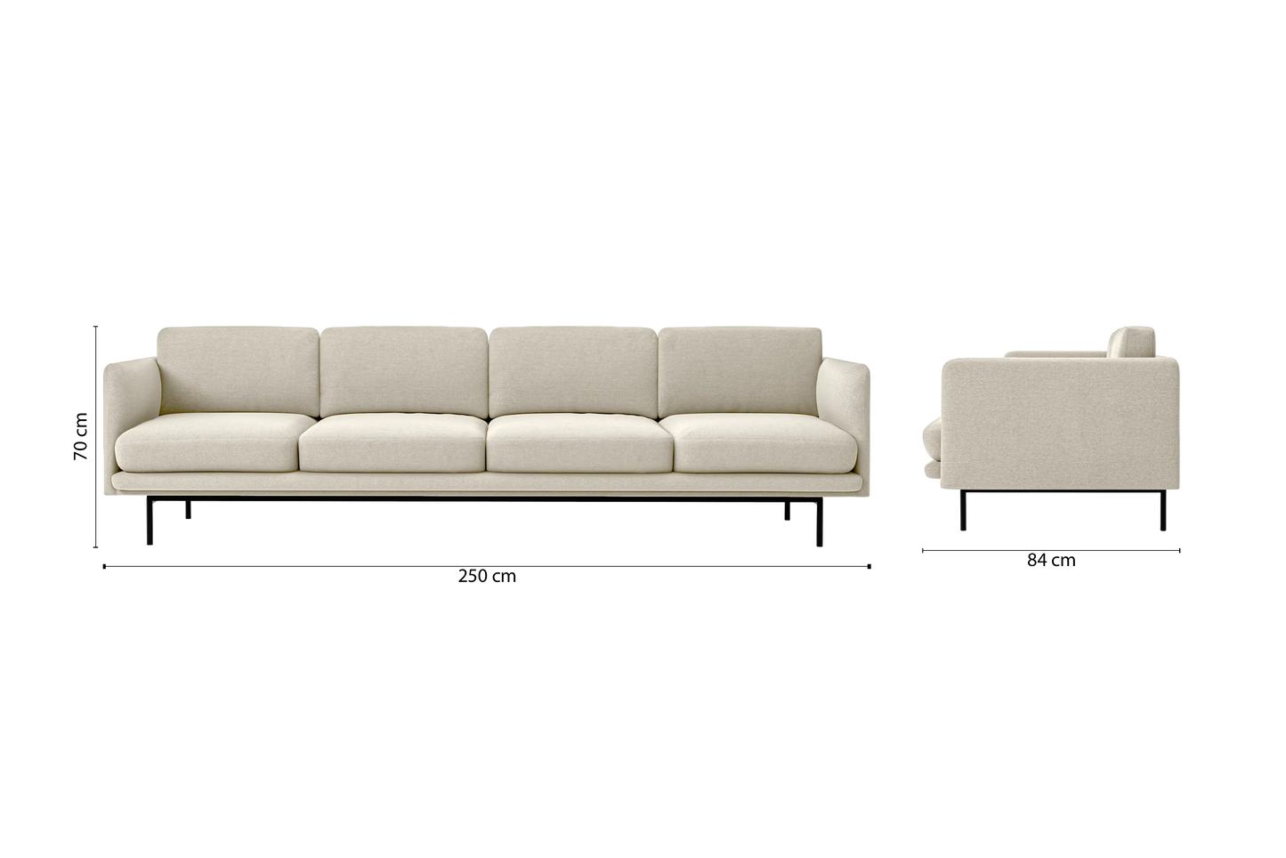 Ancona 4 Seater Sofa Cream Linen Fabric