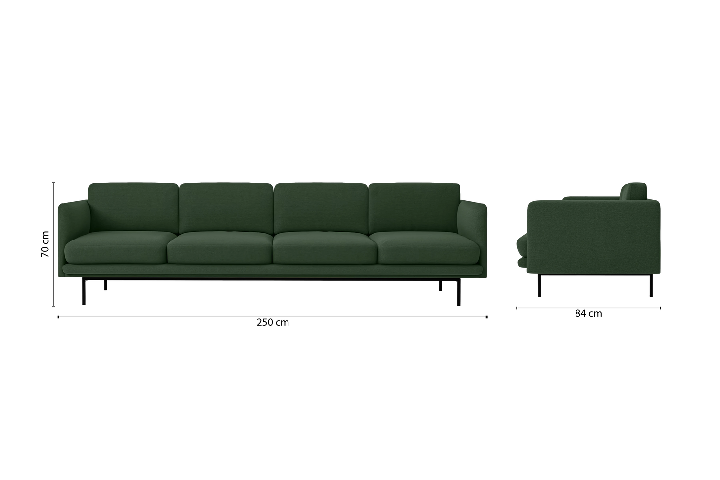 Ancona 4 Seater Sofa Forest Green Linen Fabric