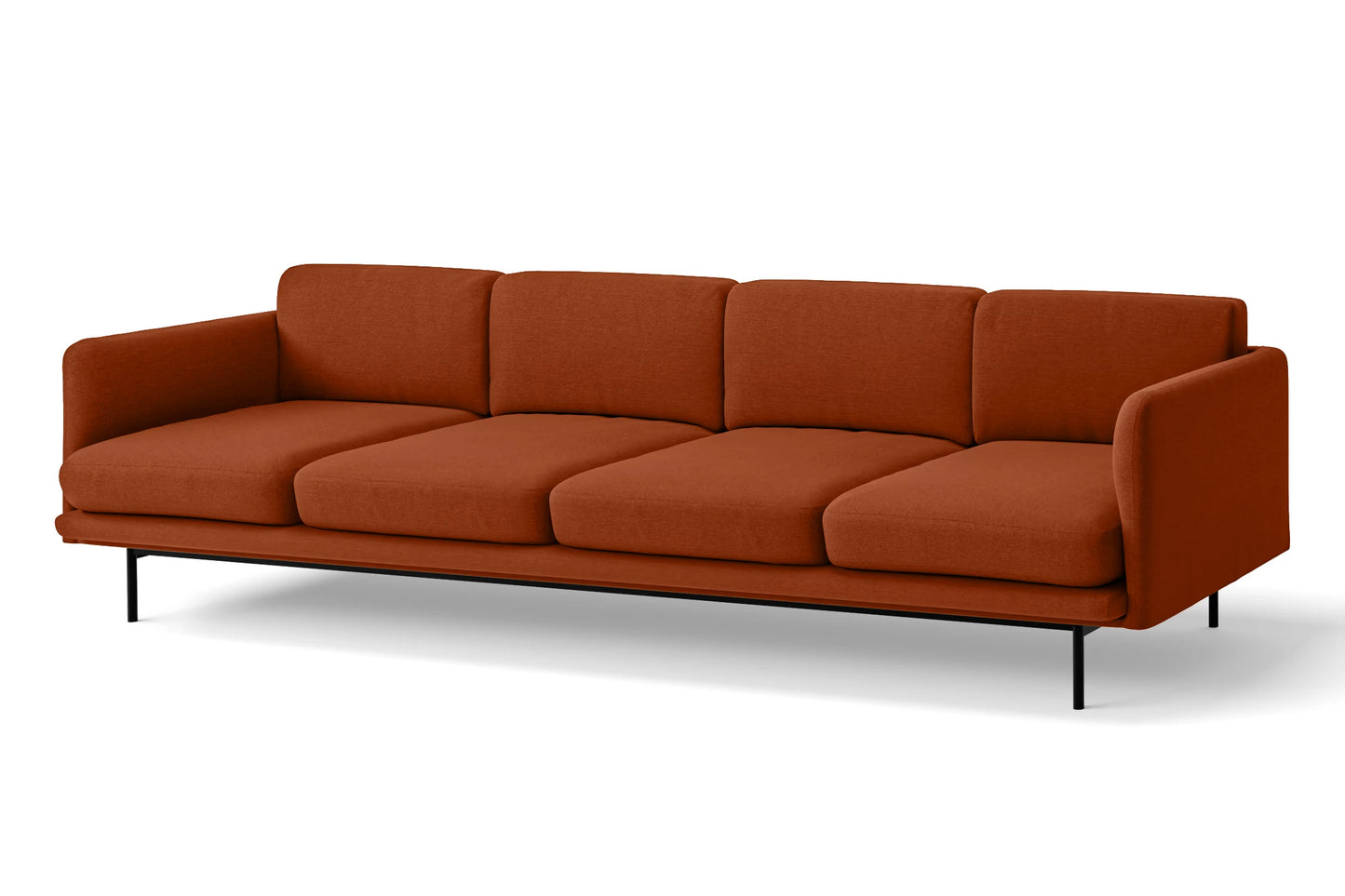 Ancona 4 Seater Sofa Orange Linen Fabric