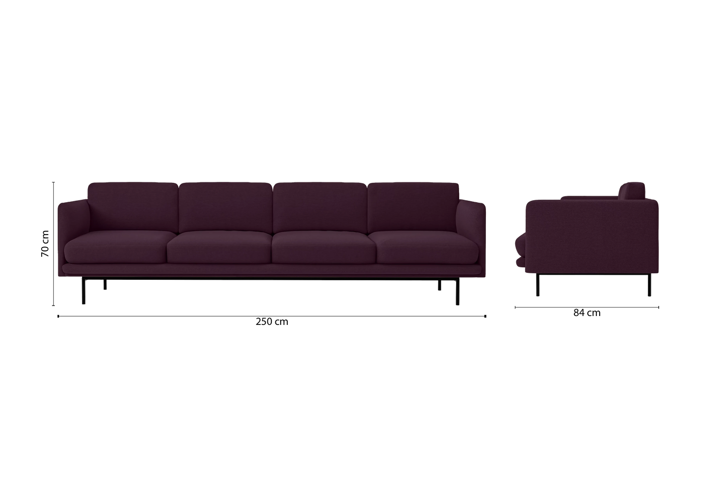 Ancona 4 Seater Sofa Purple Linen Fabric