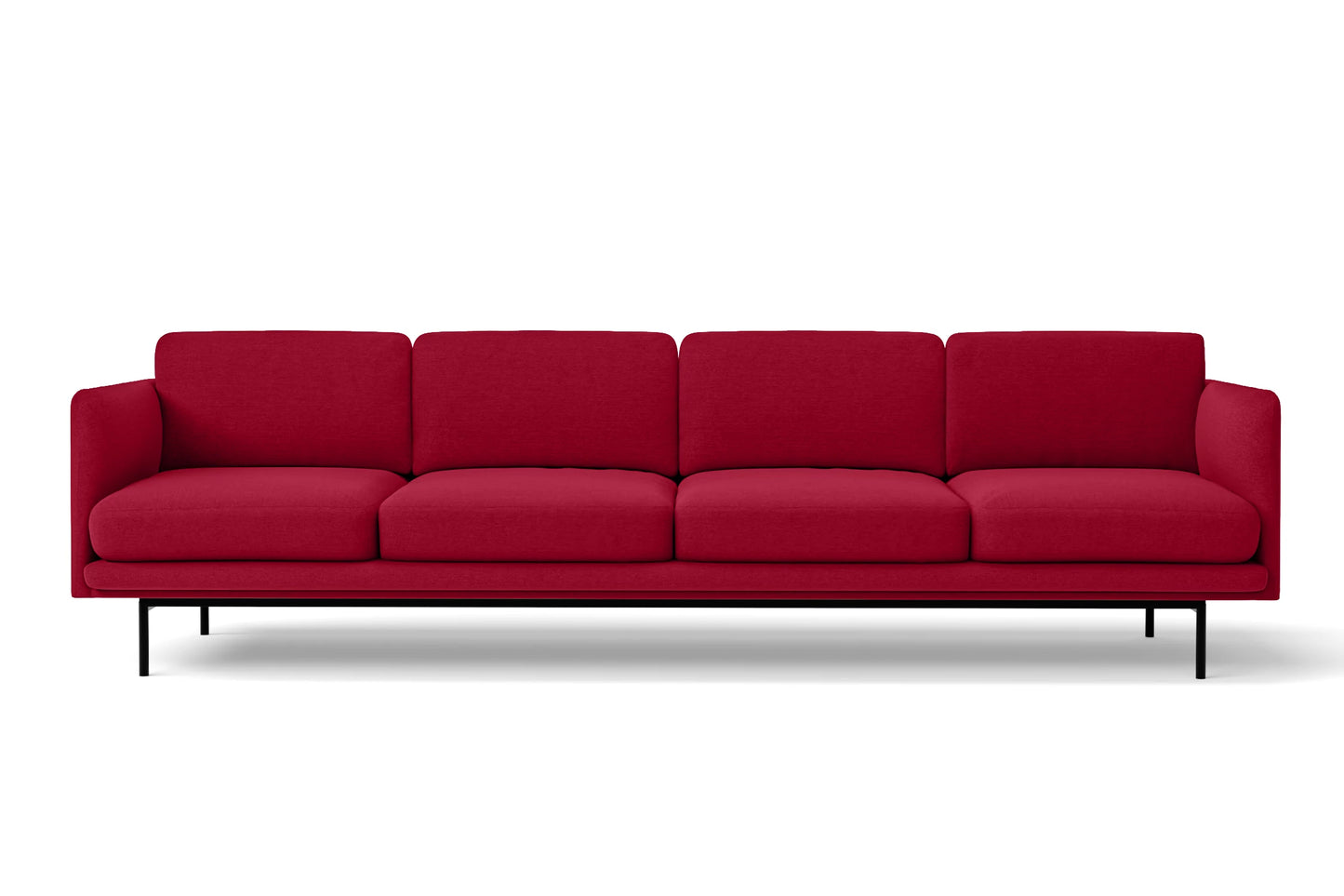 Ancona 4 Seater Sofa Red Linen Fabric