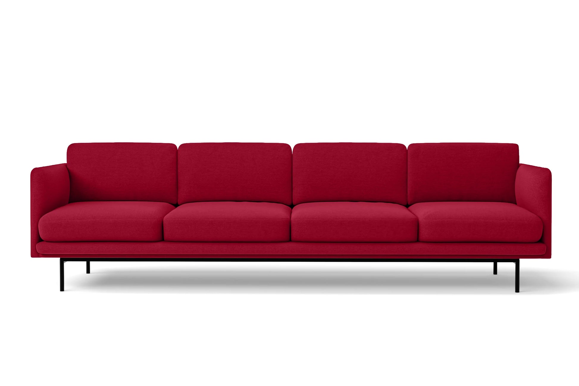 Ancona 4 Seater Sofa Red Linen Fabric