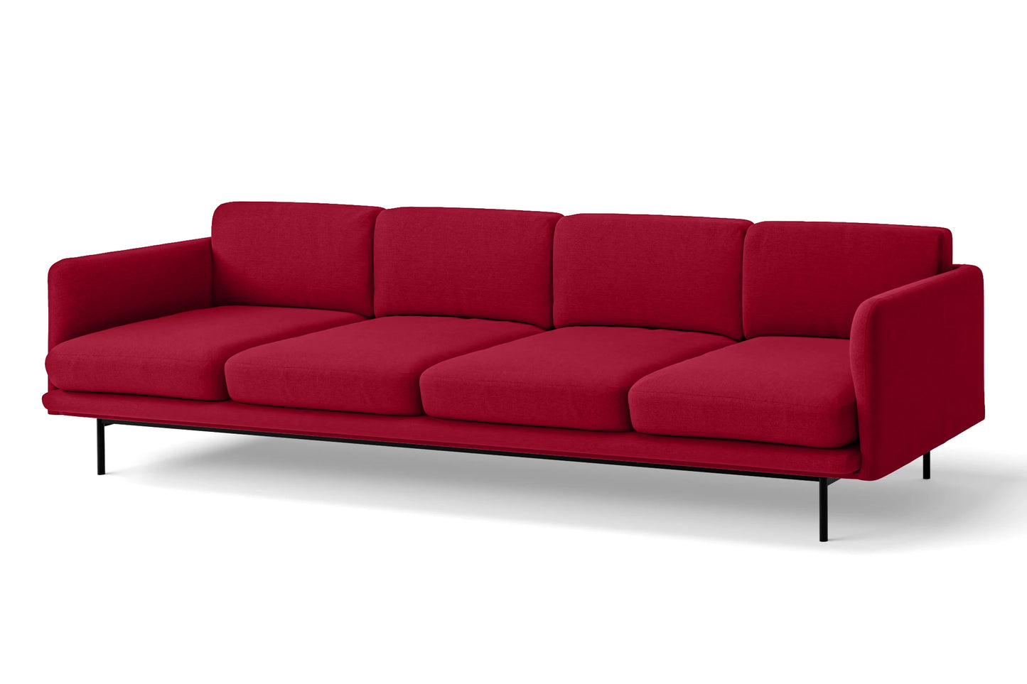 Ancona 4 Seater Sofa Red Linen Fabric