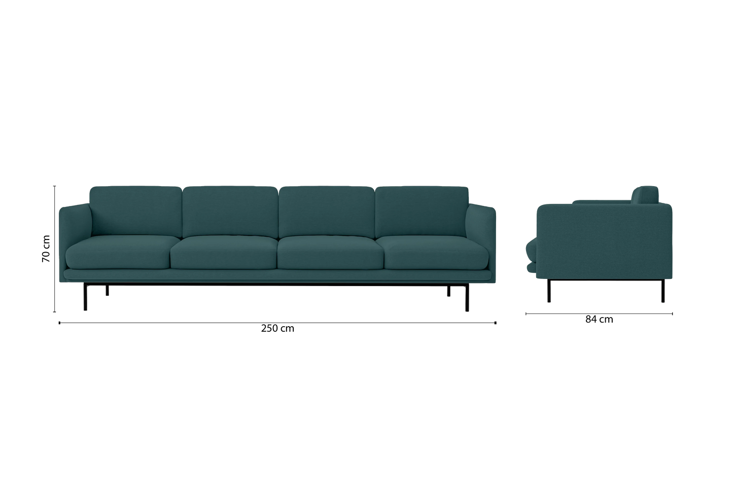 Ancona 4 Seater Sofa Teal Linen Fabric