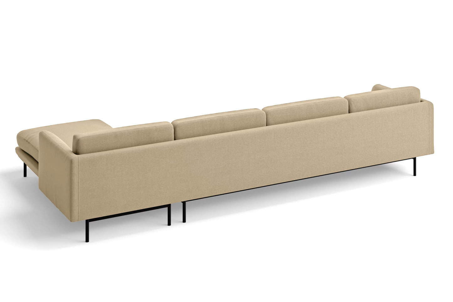 Ancona 4 Seater Right Hand Facing Chaise Lounge Corner Sofa Beige Linen Fabric