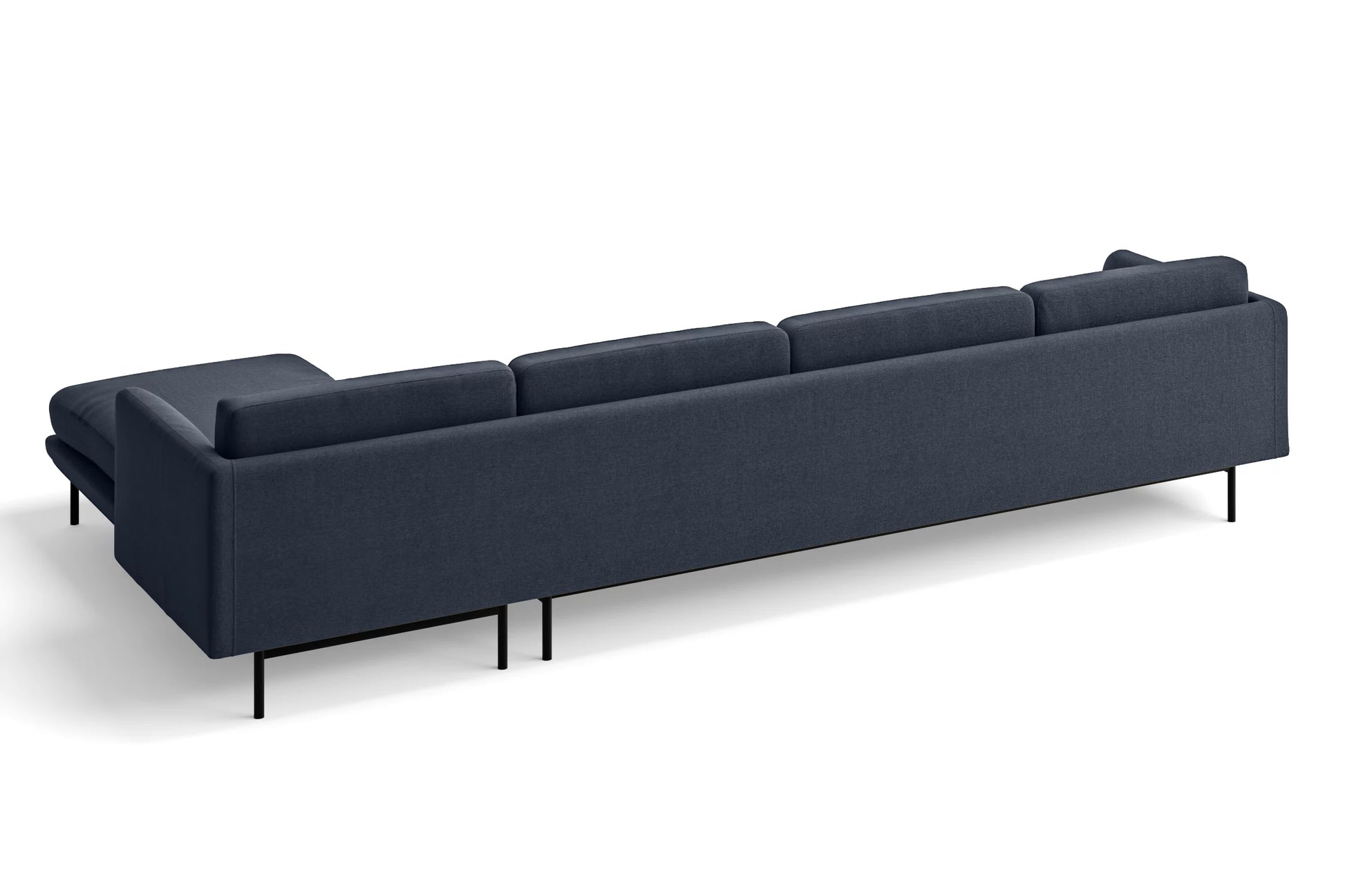 Ancona 4 Seater Right Hand Facing Chaise Lounge Corner Sofa Dark Blue Linen Fabric