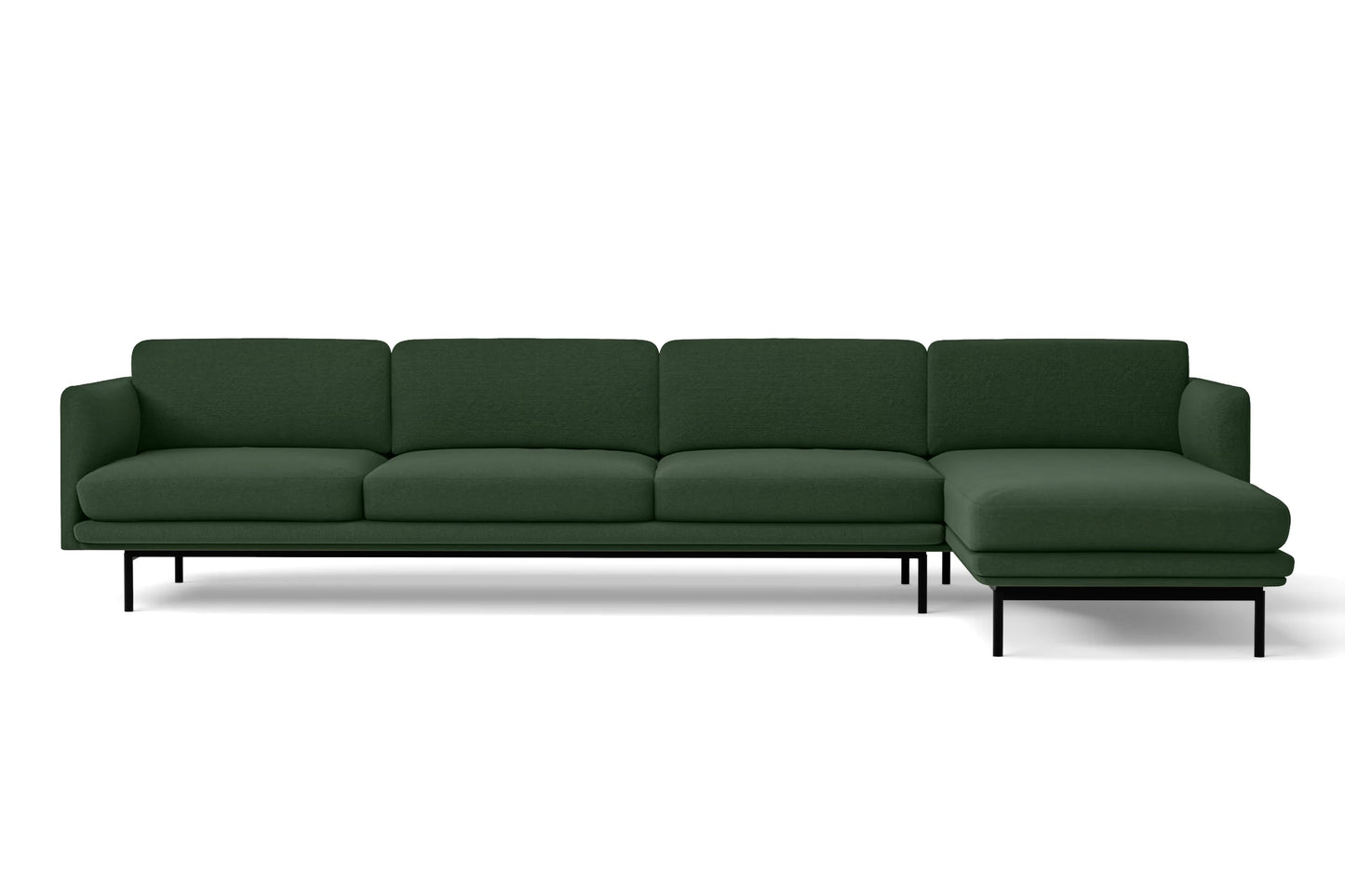 Ancona 4 Seater Right Hand Facing Chaise Lounge Corner Sofa Forest Green Linen Fabric