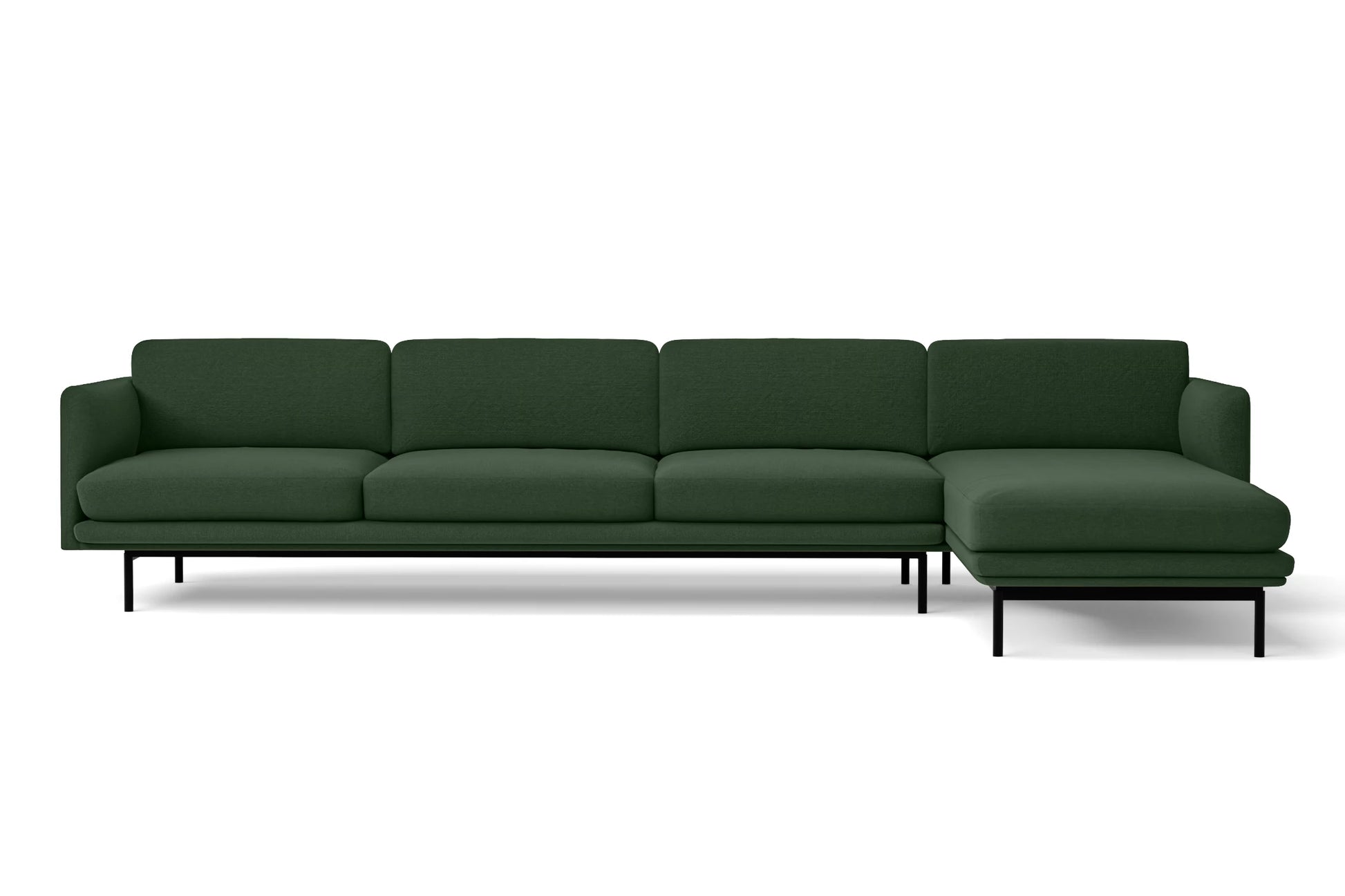 Ancona 4 Seater Right Hand Facing Chaise Lounge Corner Sofa Forest Green Linen Fabric