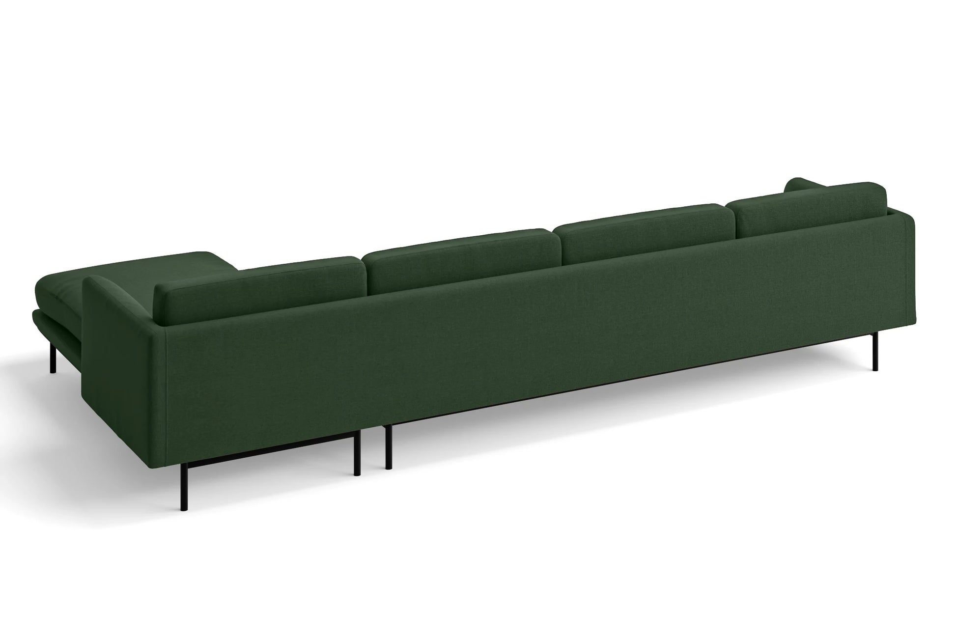 Ancona 4 Seater Right Hand Facing Chaise Lounge Corner Sofa Forest Green Linen Fabric