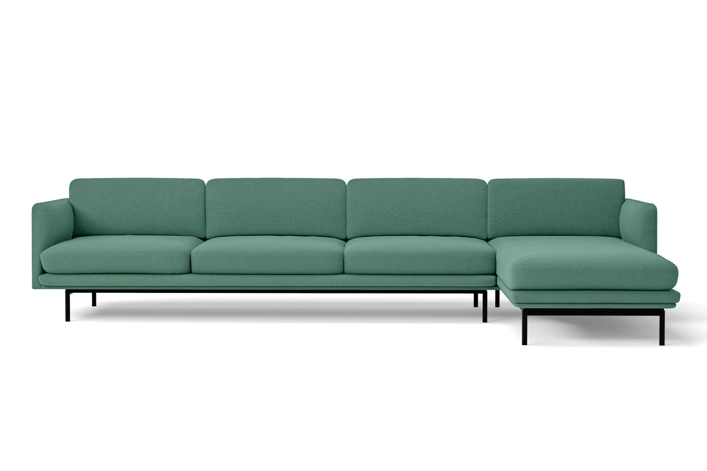 Ancona 4 Seater Right Hand Facing Chaise Lounge Corner Sofa Mint Green Linen Fabric