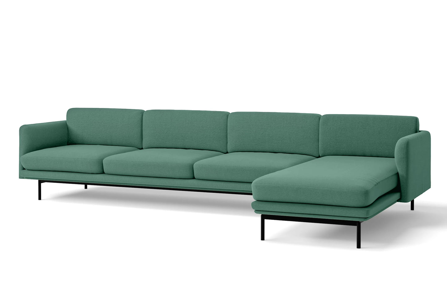 Ancona 4 Seater Right Hand Facing Chaise Lounge Corner Sofa Mint Green Linen Fabric