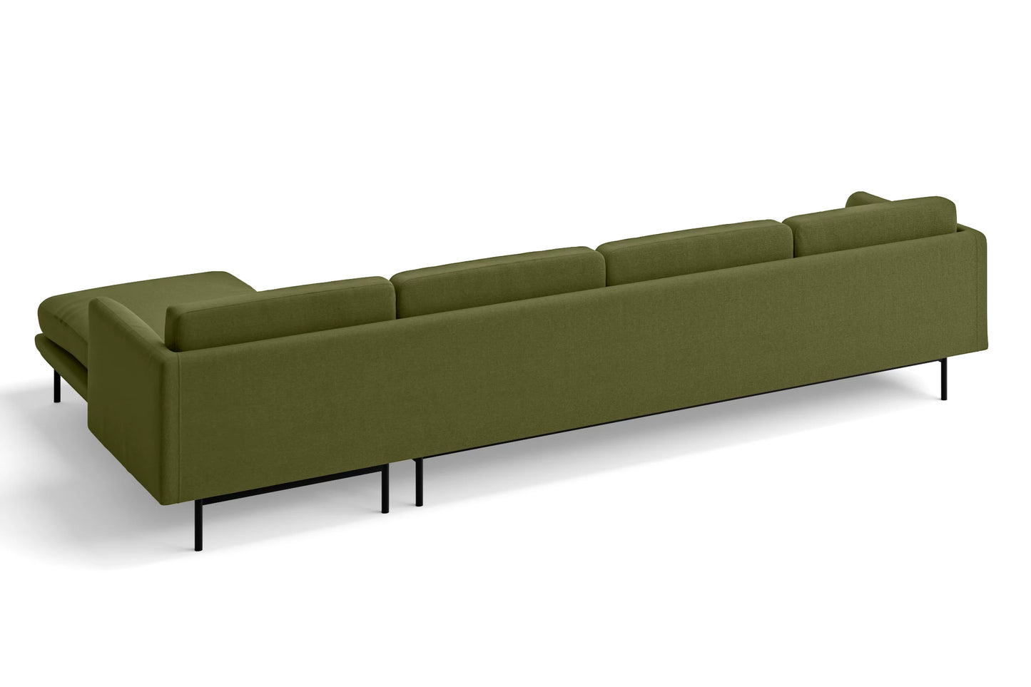 Ancona 4 Seater Right Hand Facing Chaise Lounge Corner Sofa Olive Linen Fabric