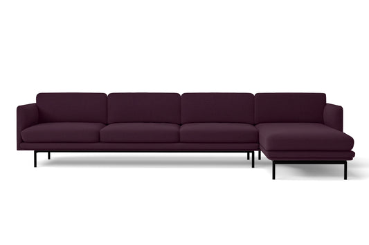 Ancona 4 Seater Right Hand Facing Chaise Lounge Corner Sofa Purple Linen Fabric