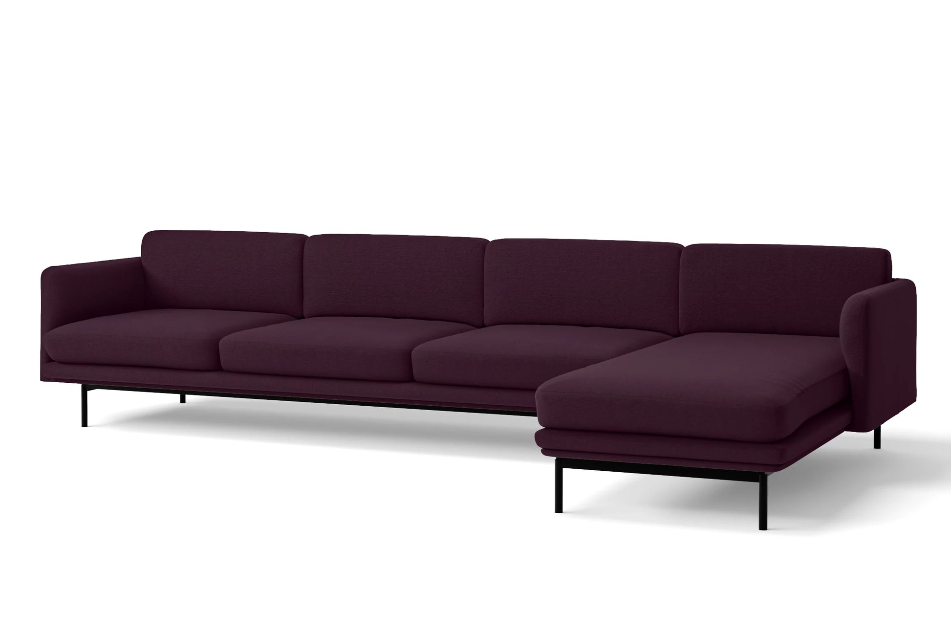 Ancona 4 Seater Right Hand Facing Chaise Lounge Corner Sofa Purple Linen Fabric