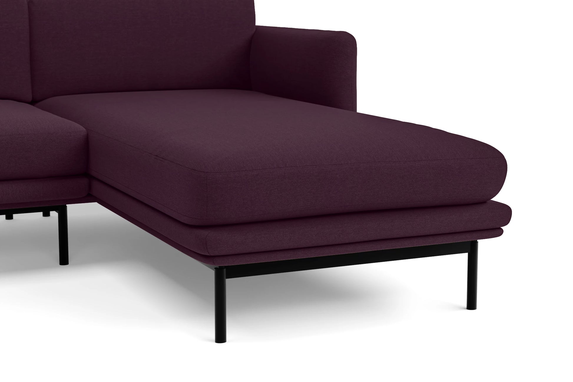 Ancona 4 Seater Right Hand Facing Chaise Lounge Corner Sofa Purple Linen Fabric