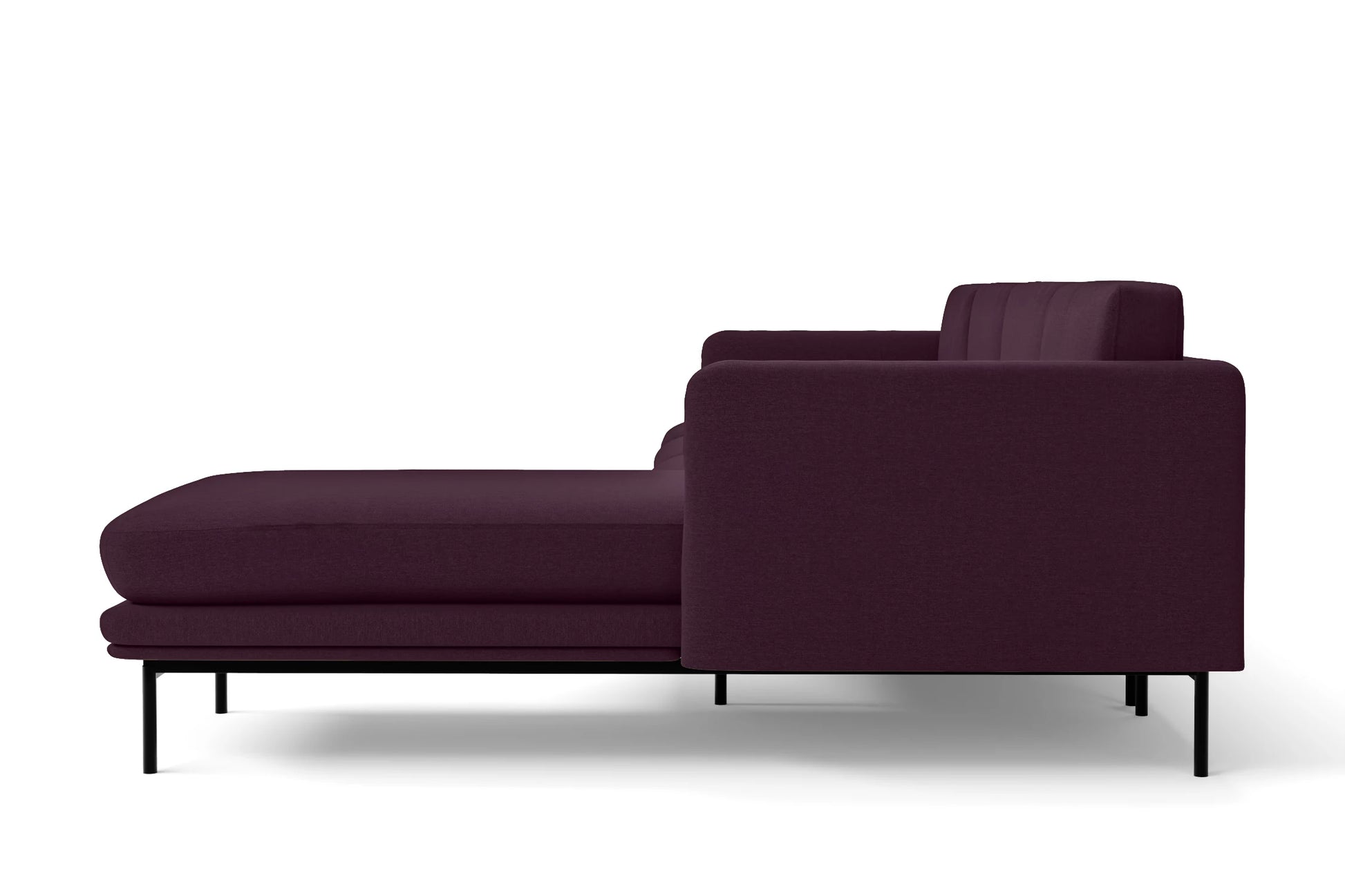 Ancona 4 Seater Right Hand Facing Chaise Lounge Corner Sofa Purple Linen Fabric