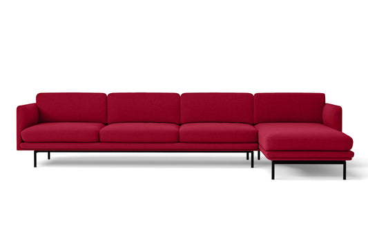 Ancona 4 Seater Right Hand Facing Chaise Lounge Corner Sofa Red Linen Fabric