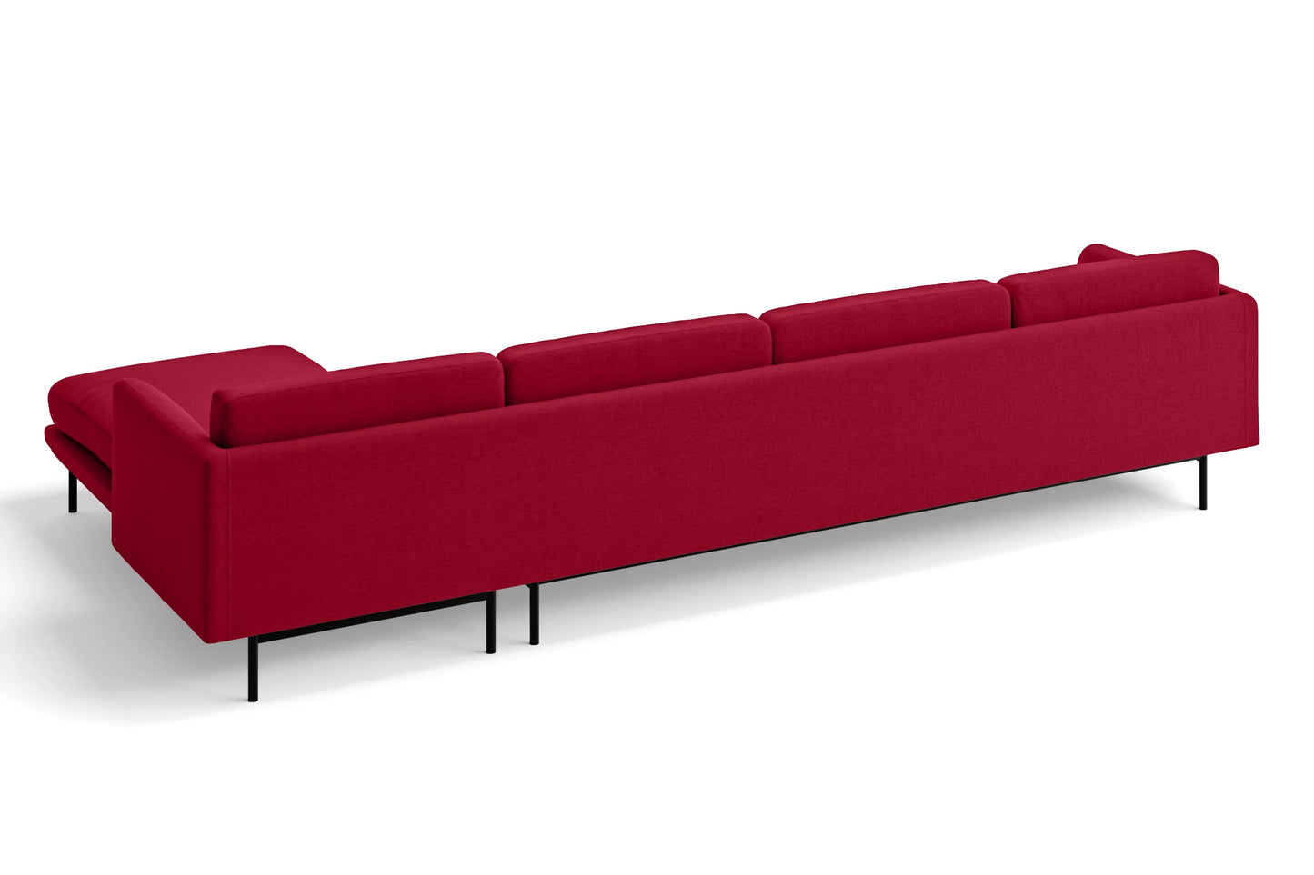 Ancona 4 Seater Right Hand Facing Chaise Lounge Corner Sofa Red Linen Fabric