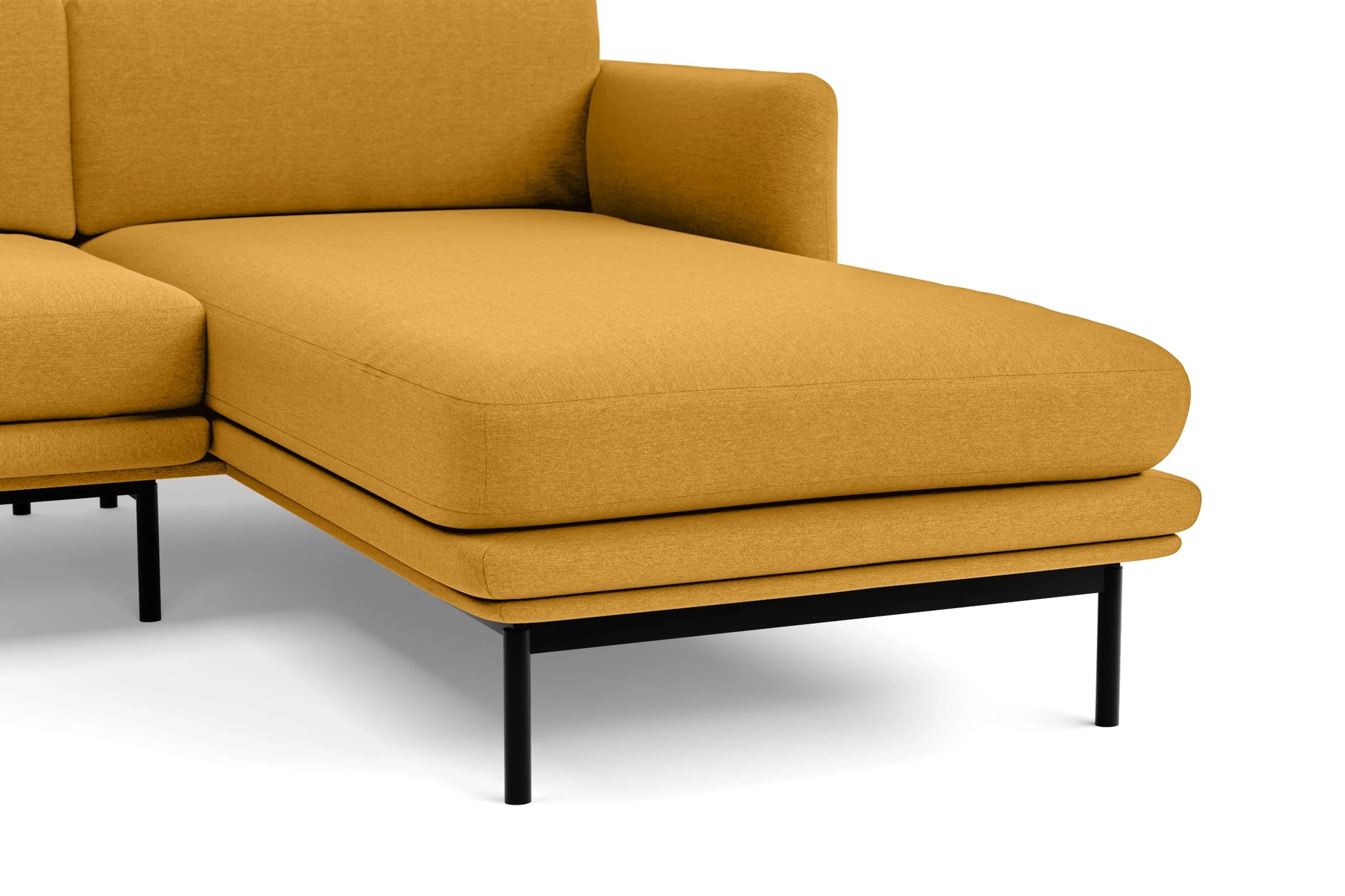 Ancona 4 Seater Right Hand Facing Chaise Lounge Corner Sofa Yellow Linen Fabric